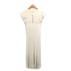 リリーブラウン Lily Brown ワンピース 半袖 ロング Vネック ワンサイズ アイボリー 白 /KT22