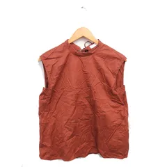 ボールジー BALLSEY トゥモローランド ブラウス カットソー バンドカラー リボン プルオーバー ノースリーブ 36 赤茶 レッドブラウン /TT