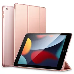 ESR iPad 9世代 ケース ipad カバー 第9/8/7世代通用 (2021/2020/2019モデル) 10.2インチ 半透明 指紋防止 三つ折りスタンド オートスリープ/ウェイク機能 薄型 軽量 傷防止 耐衝撃 ハードカバー ローズゴールド