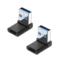 YFFSFDC USB 3.0 アダプタ L型 アダプタ 2個セット USB 直角変換 USB Type A L字型変換アダプタ 小型 軽量 USB Type C (メス) to USB 3.1 (オス) 変換アダプタ 10Gbps 高速データ伝送ア ...