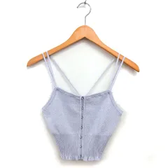 スナイデル SNIDEL ニット ビスチェ リブ ビジュー クロップド リボン ラメ ONE ライトブルー /NT17