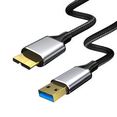 USB 3.0 Cable Micro B Hard Drive Cable 5Gbps High-Speed ​​Data Transfer High Durability Compatible with External HDD/SSD, Digital Cameras, Samsung Galaxy S5, Galaxy Note 3, etc. (USB Type A Male - Microphone...)