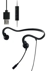 エレコム 骨伝導イヤホン マイク付き 骨伝導ヘッドセット 有線 USB-A 軽量 ペアリング・充電不要 ハンズフリー 耳を塞がない 耳が痛くならない Web会議 オンライン HS-BC05UBK