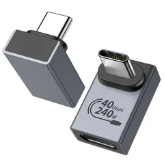 2枚セットTypeC L字 変換アダプタ OTG対応 【240W急速充電 40Gbpsデータ転送 8K/60Hz映像出力】 TiMOVO USB Type-C オス メス 延長アダプタ USB4.0 上下 90° L型 Thunderbolt 3/4 ...