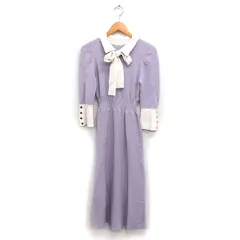 トランテアン ソン ドゥ モード 31 Sons de mode ニット ワンピース 長袖 ロング リボン フレア 配色 無地 36 ラベンダー 薄紫 /FT25