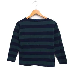セントジェームス SAINT JAMES ボーダー柄 Tシャツ カットソー 7分袖 ボートネック コットン 綿 XXS グリーン 緑 ネイビー 紺 /FT46