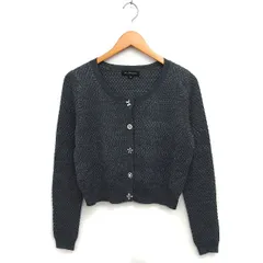 ジルスチュアート JILL STUART カーディガン ニット ウール混 ビーズ装飾 リブ クロップド 長袖 M チャコールグレー /NT35