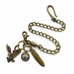 【在庫セール】イーグル リング カラビナ ビンテージ バイカー ストリート ウォレットチェーン チェーン パンクキーチェーン [sistemirio] ゴールド