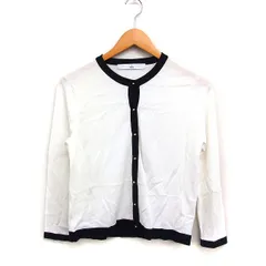 ティアラ Tiara ニット カーディガン クルーネック ツートンカラー コットン 綿 ホワイト 白 ブラック 黒 /FT47