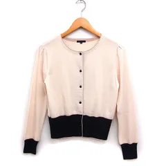 トゥービーシック TO BE CHIC バイカラー カーディガン 丸首 無地 ウール ニット 3 ベージュ ブラック 黒 /FT40