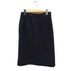 コムサイズム COMME CA ISM ウール タイトスカート ひざ丈 スリット 無地 M ブラック 黒 /FT14