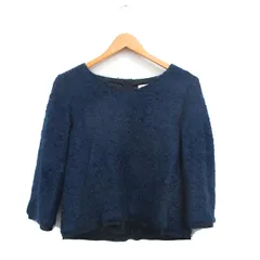 ロペ ROPE シャギーニット ニット セーター 七分袖 Vネック ウール 40 ブルー 青 /KT34
