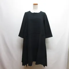 ソーノ SONO 美品 イレギュラーヘム 七分袖 ワンピース 1 濃紺 ネイビー 裏地付き