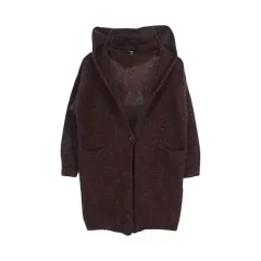 ユニクロ (WOMEN - S) ウール100% フードニット カーディガン