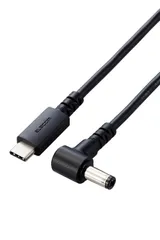 エレコム 充電ケーブル 東芝/富士通/NEC 用 パソコン タイプc ＆ 丸型プラグ (外径5.5mm/内径2.5mm) 60W PD対応 2m 【サビに強く信号劣化を抑える金メッキピンコネクターを採用】 ブラック DC-PDF20BK