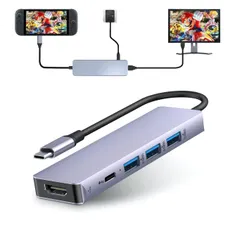 VVG USB-C HDMI 5in1 ハブ 4K 60Hz 出力対応 Type-C 100W PD急速充電 1*USB3.0+2*USB2.0ポート 5Gbps超高速データ転送用 スリムハブUSB4/Thunderbolt 3/4/Window/M ...