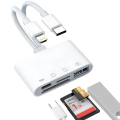 4in2 iPhone SDカードリーダー【MFi認証製品】Lightning/Type C カメラカードリーダー USB/SD/TF変換アダプタ 急速充電 設定不要 OTG機能 USB2.0 高速転送 ハイレゾ音質/ビデオ/資料/写真バックアップ  ...