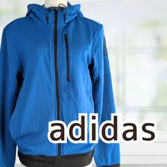 USED adidas ジップアップパーカー ブルー Ｍサイズ レディース アディダス