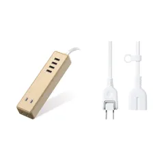【延長コードセット 2m】 エレコム 電源タップ USBタップ 3.4A (USBポート×4 コンセント×2) 1.5m オーク ECT-0415O
