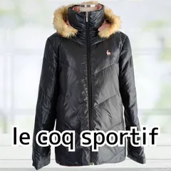 USED le coq sportif ファー付きダウンジャケット ブラック Ｌサイズ レディース ルコックスポルティフ