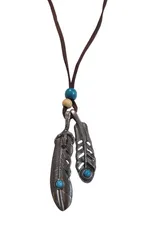 ターコイズフェザーネックレス✨メンズネックレス　　　羽根ターコイズネックレス　　　羽ターコイズネックレス足付き　　　インディアンアクセサリー　　　ライダースに合うネックレス　　　スタジャンに合うネックレス　　　Tシャツに合うネックレス　　フェザーネックレス