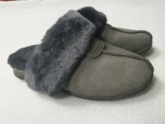 Bearpaw(ベアパウ) スウェード ファー スリッパ グレー 230