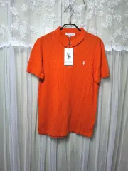 新品 U S POLO ASSN オレンジ色 ケーブル ニット