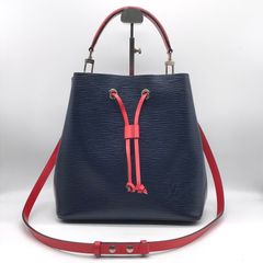 ルイヴィトン エピ ネオノエ ネイビー 2WAY ショルダーバッグ レッド 