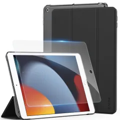 [ipad 第9世代 ケース ガラスフィルム セット]CACOE ipad ケース 10.2インチ 第9/8/7世代通用 (2021/2020/2019モデル) あいばっど カバー ブラック