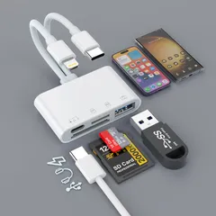 【2025 MFi認証品】iPhone SDカードリーダー 4in1 Lightning/Type C - USB3.0/Type C/SD/microSD 変換アダプタ メモリーカードリーダー OTG対応 設定不要 急速充電 ハイレゾ音質 写真/ビ ...