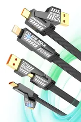 4 in 1 充電ケーブル Type-C/USB-A to Type-C/Lightning iPhone Android 対応 【超高耐久、すべてのデバイスに対応した充電ケーブル】 自由に変換可能 MFi認証 65W 急速充電、iPhone16/1 ...