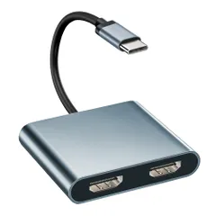USB C HDMI 変換アダプター デュアル HDMI Type-C マルチディスプレイアダプタ ＨＤＭＩ 拡張/複製 3画面 4Kx2K映像出力 Type-C ＨＤＭＩ 2ポートデュアルモニター USBディスプレイアダプタ タイプC ハブ 分配器 ...