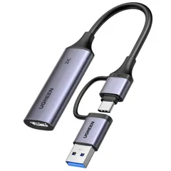 UGREEN 2K@30Hz HDMI キャプチャーボード 4K入力 ビデオキャプチャー 2in1 USB3.0 Type C 小型軽量 ゲーム実況生配信 ビデオ録画 ライブ会議 Switch switch2 Xbox PS4 PS5 OBS Stu ...