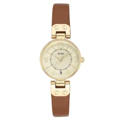 【特価商品】ブラウンレザーベルト 女性うで時計 通勤 シンプル ビジネス ファッション かわいい カジュアル 軽量薄型 ゴールド文字盤 プレゼント 防水 日本製電池 (ゴールド クオーツ アナログ ブラウン レディース 腕時計 レザー) BUREI