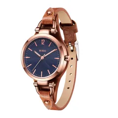 【新着商品】細め 文字盤が大きい かわいい 革ベルト シンプル おしゃれ うで時計 軽い 女性用 防水 人気 学生 クオーツ 仕事 日常通勤 表示 彼女 娘 アナログ 妻 母 レディース 誕生日 お祝い 腕時計 プレゼント (ローズゴールド BUREI ブラウ