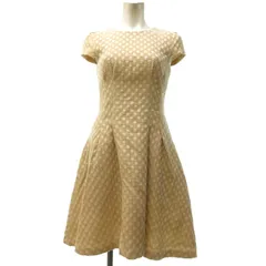 ジルスチュアート JILL STUART 美品 ワンピース ひざ丈 ノースリーブ ドット柄 フレア ベージュ 0 約S
