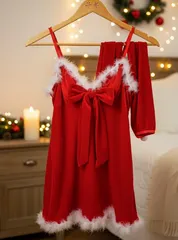 サンタ コスプレ レディース ランジェリー 3点セット レッド セクシー ベビードール クリスマス 衣装 忘年会 新年会 プレゼント イベント パーティー サンタクロース 振袖 アームカバー