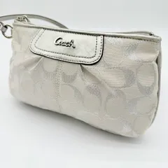 【良品】COACH signature clutch bag porch Y2K コーチ シグネチャー柄 リストレットクラッチバッグ