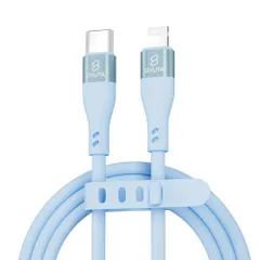 iPhone 充電ケーブル Type-C ライトニング 急速充電 純正 シリコン MFi認証 スマホ充電器 (ブルー, 2m)