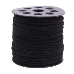 レザークラフト レザーコード ハンドメイド 革紐 手芸 90m スエード紐 (ブラック)