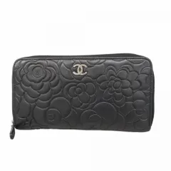 シャネル(Chanel) シャネル 長財布 カメリア ラムスキン ブラック レディース P2245450