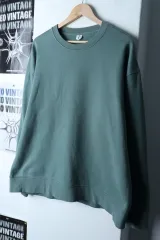 (L-XL) アーケット スウェットTシャツ オーバーサイズ ブルー 無地-17138