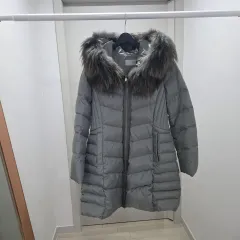 Ain ファー フード ダウンジャケット ロング丈 グレー