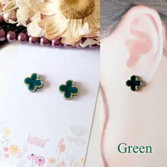人気ꕤ︎︎ 四葉 クローバー ミニ ピアス イヤリング グリーン