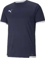 プーマ PUMA サッカー TEAMLIGA ゲームシャツ メンズ 練習着 プラクティスシャツ トレーニング 部活 クラブ 丸首 半袖 ランニング スポーツウェア ドライセル ロゴ  705150 06 PEACOAT-PUMAWHITE