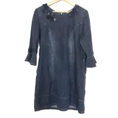 Rose Tiara(ローズティアラ) ワンピース サイズ42 L レディース - ネイビー クルーネック/七分袖/ひざ丈/デニム