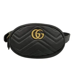GUCCI(グッチ) ウエストポーチ GGマーモント 476434 黒 レザー