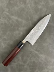 包丁 出刃包丁 青二鋼 ダマスカス 紫檀シノギ柄 150mm ① - メルカリ