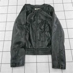 ◇ ⊇ エヌドット N. 合成皮革 ノーカラーライダースジャケット ブラック系 レディース M E  【1512190008364】