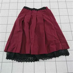 ◇ Θ アクシーズファム axes femme レース切替スカート ボルドー系 M レディース E  【1512190007077】